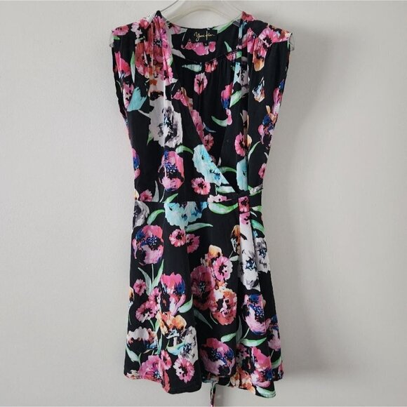YUMI KIM | 100%  silk Soho mixer faux dress floral black pink sz S - Picture 3 of 7